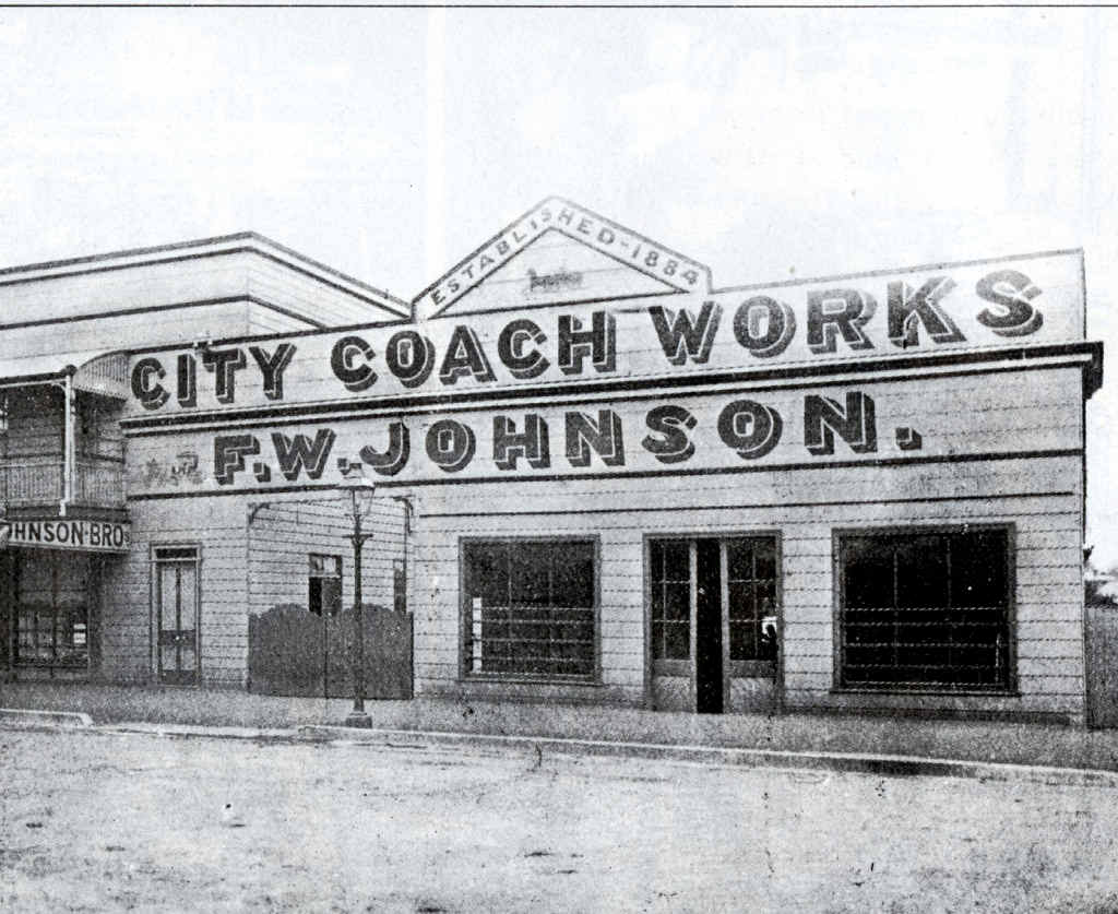 FW Johnson had the premises City Coach Works on Brisbane St in 1897. FW Johnson had the premises City Coach Works on Brisbane St in 1897.
